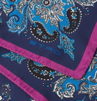 ETRO - Paisley-Print Silk-Twill Pocket Square - Blue