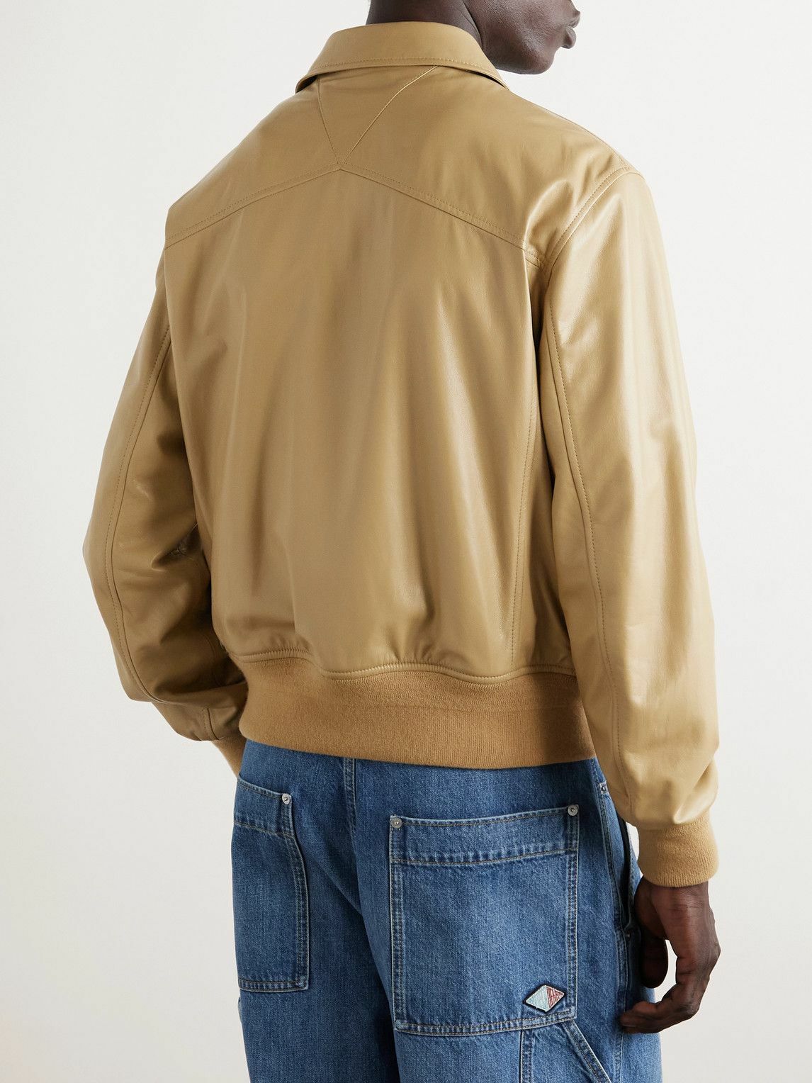 Bottega Veneta - Oversized Leather Blouson Jacket - Neutrals
