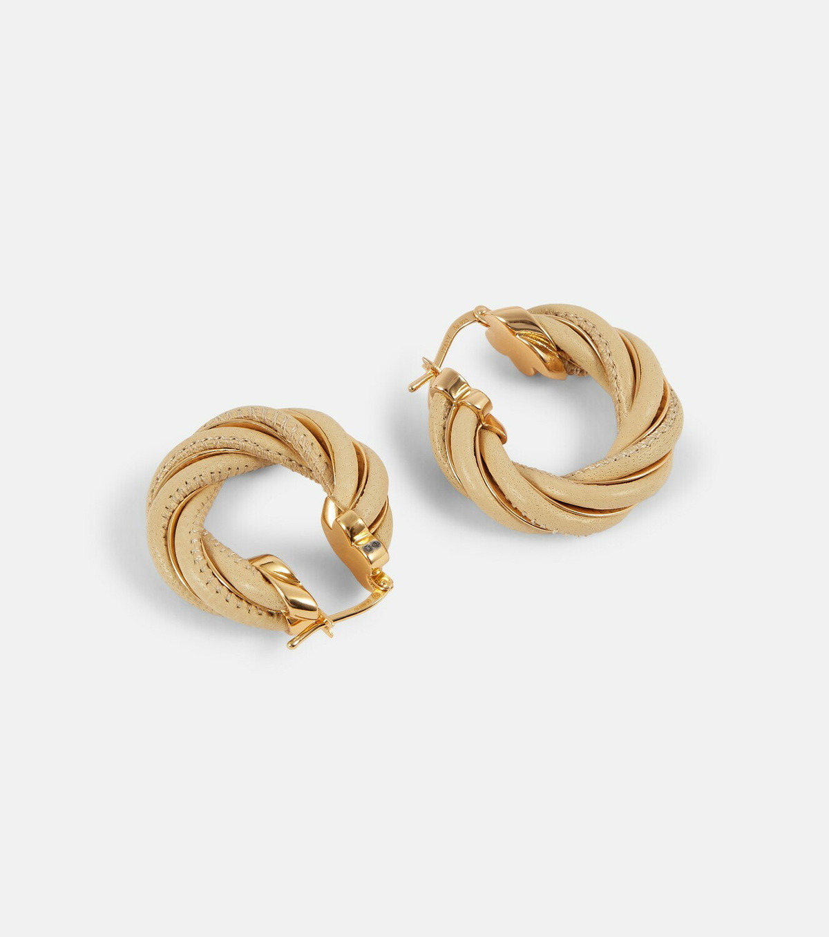 Fendi Logo Nappa Leather Hoop Earrings in Black