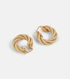 Bottega Veneta - Twist gold-plated and leather hoop earrings