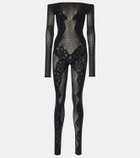 Wolford Open-knit lace-trimmed jumpsuit