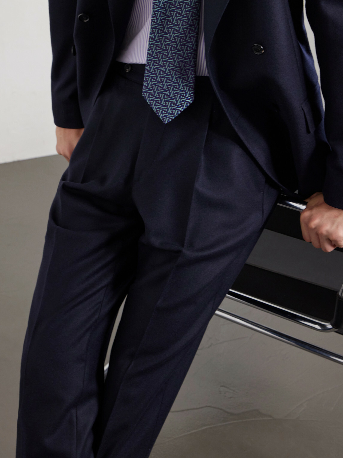 De Petrillo - Straight-Leg Pleated Virgin Wool Trousers - Blue