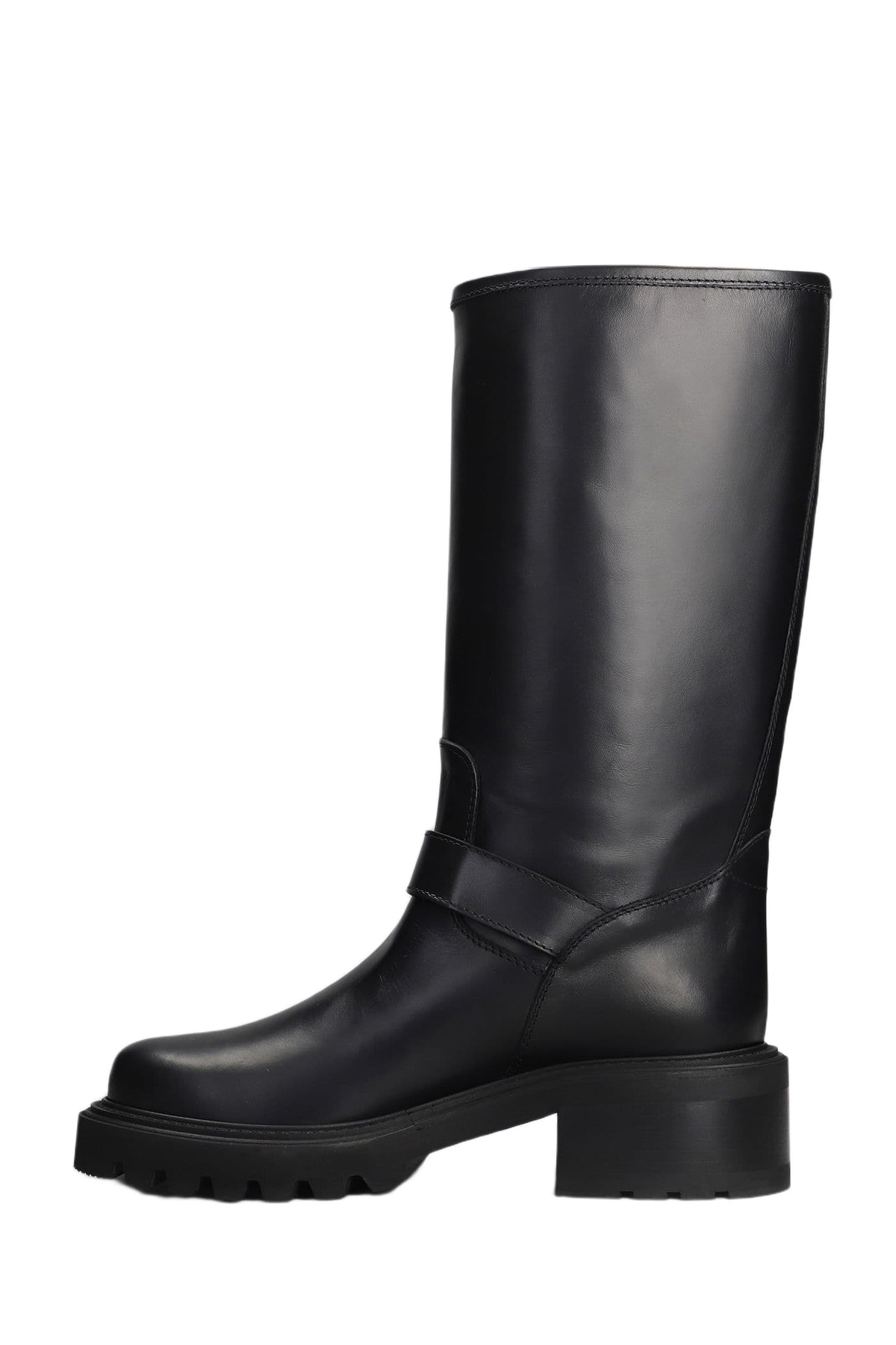 Via Roma 15 Low Heels Ankle Boots In Black Leather