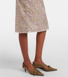 Prada Lace-trimmed floral midi skirt