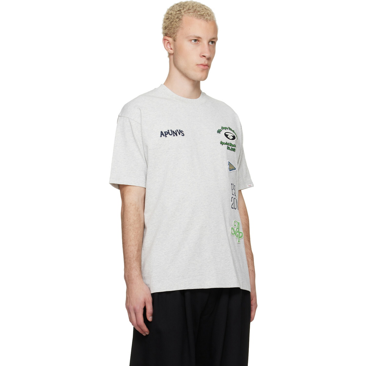 AAPE by A Bathing Ape Gray 'AAPEUNVS' Multi-Logo T-shirt
