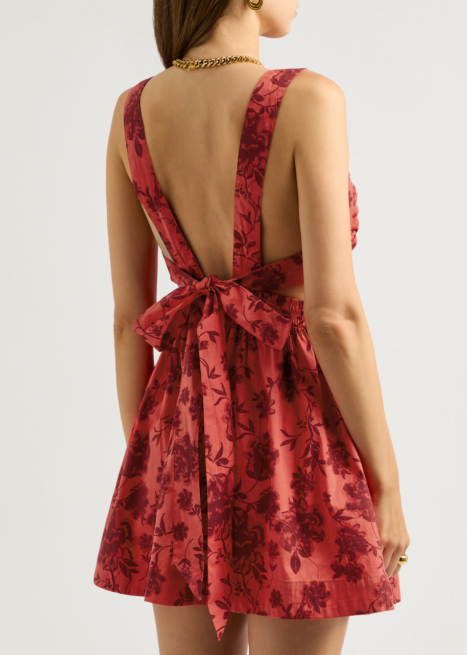 Free People Meet Me In Maui Stretch-cotton Mini Dress Red