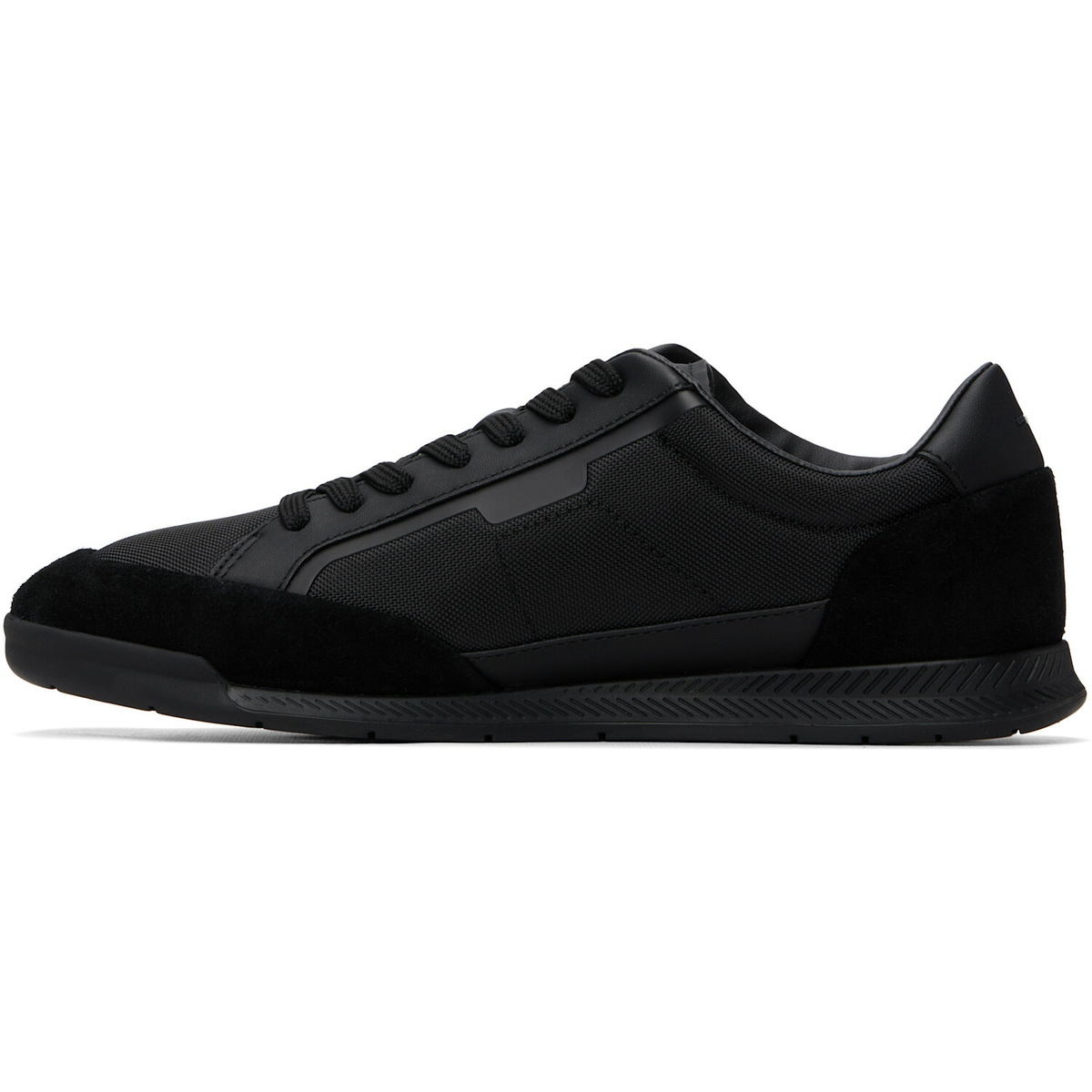 BOSS Black Suede-Trim Ribbed Sole Sneakers