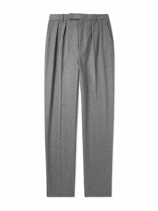 Photo: CELINE - Keith Tapered Pleated Cashmere-Flannel Trousers - Gray
