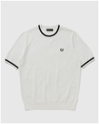 Fred Perry Textured Front Knitted T Shirt White - Mens - Shortsleeves
