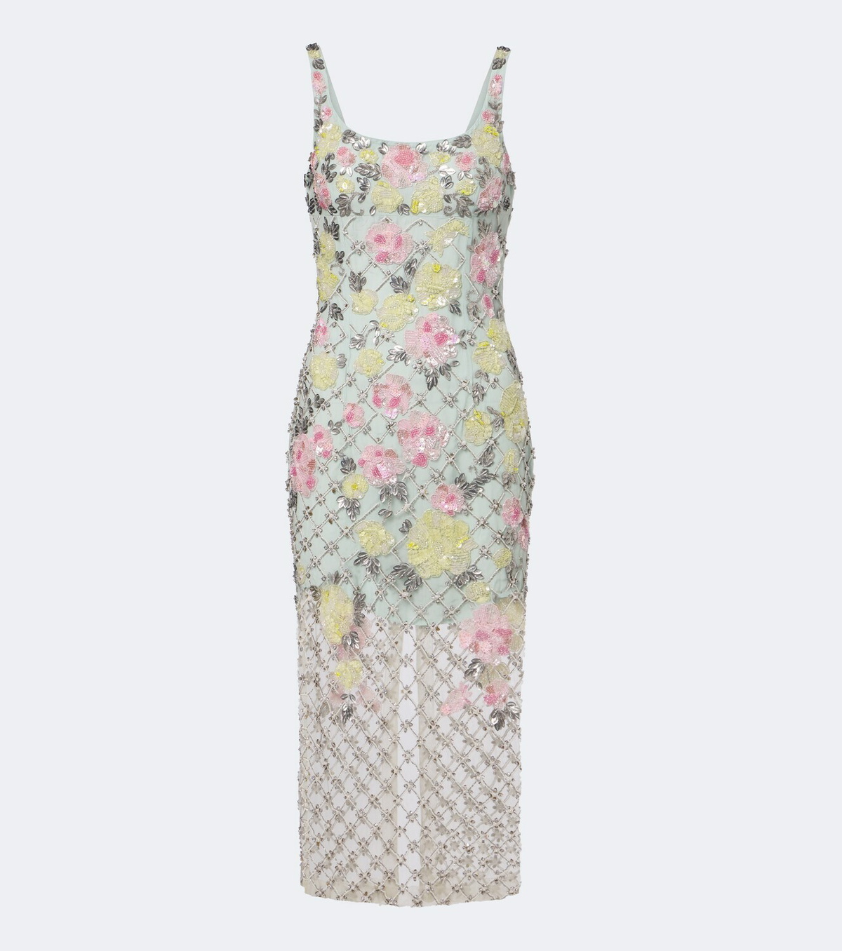Là Fuori Celeste Jardin embellished midi dress