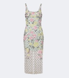 Là Fuori Celeste Jardin embellished midi dress