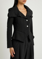 High Scrunch Panelled Crepe Jacket Black