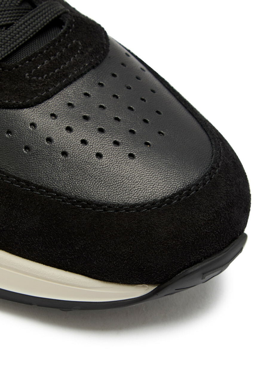 Tods All Pelle Running Panelled Leather Sneakers Black