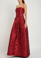 Talbot Runhof Patterned-jacquard Woven Gown Red