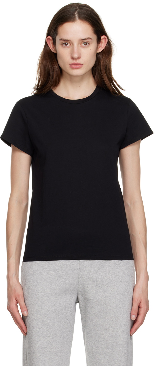 Filippa K Black Soft Cap Sleeve T-Shirt