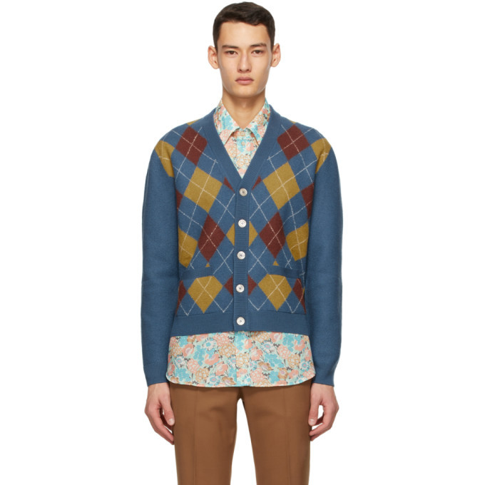 Photo: Gucci Blue Wool Argyle Cardigan