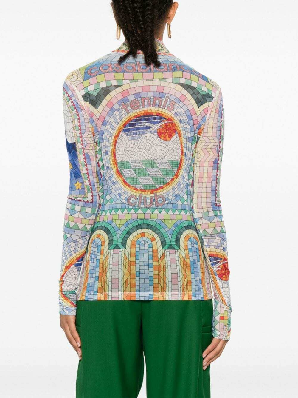 CASABLANCA MOSAICS GREQUES PRINTED MESH TOP