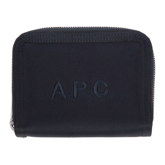 Photo: A.P.C. Navy Satin Malone Compact Wallet