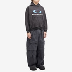 Balenciaga Men's Logo Hoodie in Washed Black/Blue