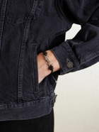 SAINT LAURENT - Silver-Tone and Leather Bracelet - Black
