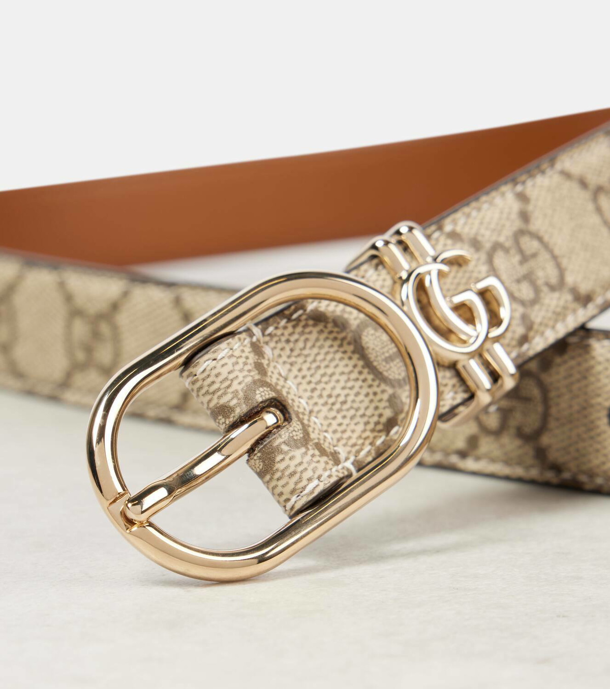 24AW new/GUCCI GGフェイクレザーベルト Belt Beige Gucci GG faux leather belt Gucci