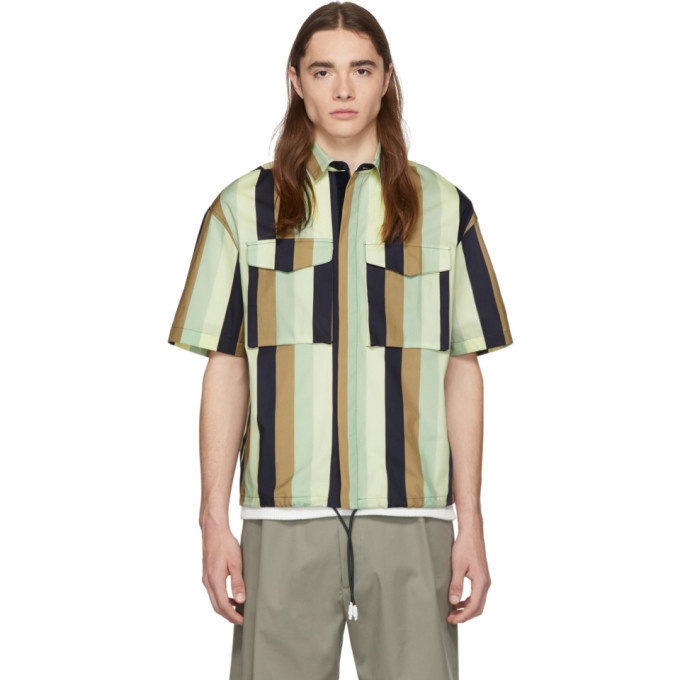 Photo: Sunnei Brown and Green Multi Stripes Velcro Shirt