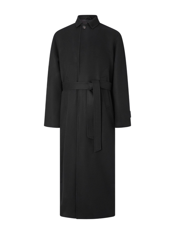 Photo: Saman Amel - Belted Wool Overcoat - Black