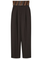 Alaïa Panelled Belted Wool Trousers Dark Brown