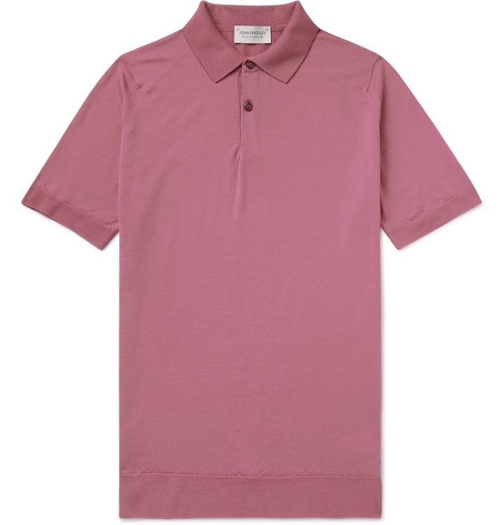 Photo: John Smedley - Payton Slim-Fit Wool Polo Shirt - Pink