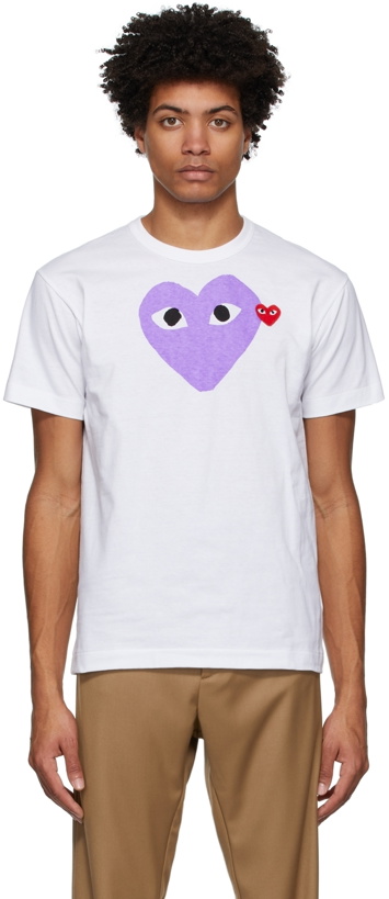 Photo: COMME des GARÇONS PLAY White & Purple Big Heart T-Shirt