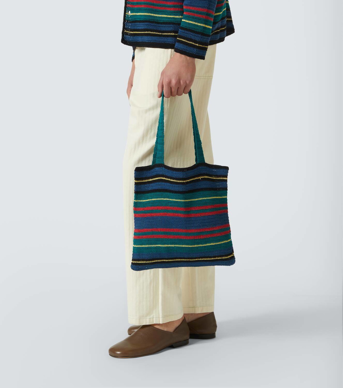 Bode Riverbank striped crochet tote bag