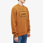 Versace Men's Logo Crew Knit in Caramel/Black