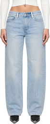 Alexander Wang Blue Float Crystal Hotfix Belt Loop Jeans