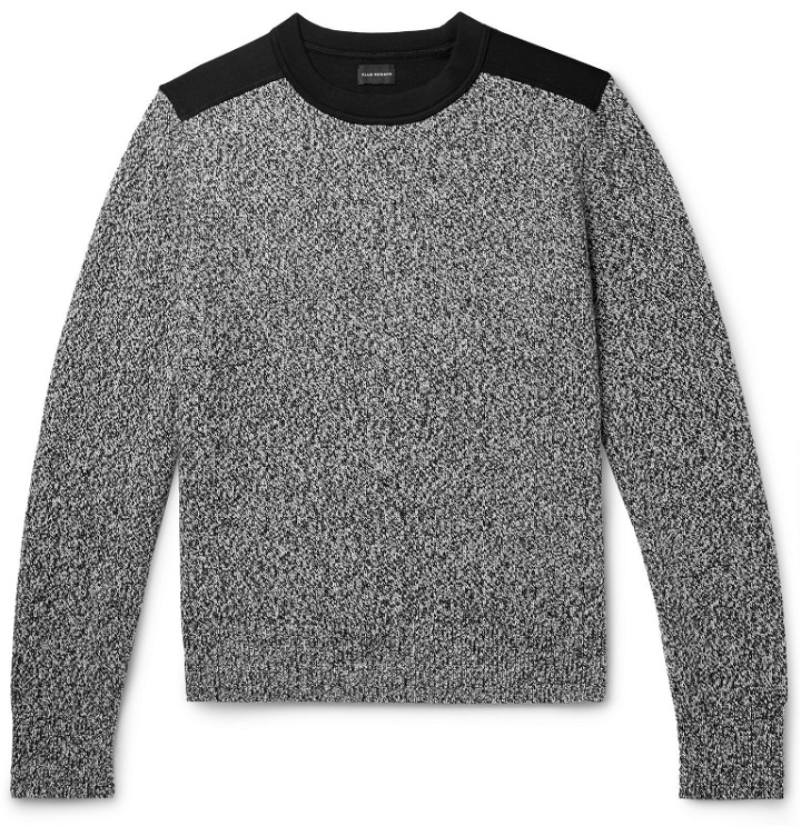 Photo: Club Monaco - Jersey-Panelled Mélange Cotton and Wool-Blend Sweater - Black