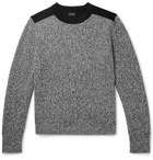 Club Monaco - Jersey-Panelled Mélange Cotton and Wool-Blend Sweater - Black