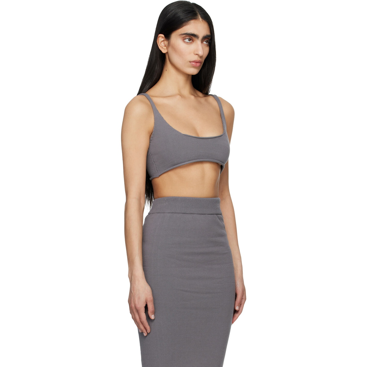 Entire Studios Gray Raw Knit Bra