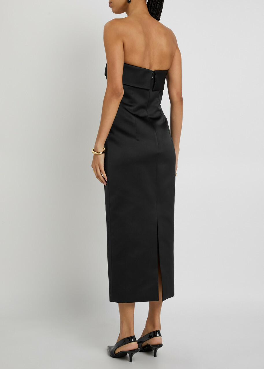 Emilia Wickstead Keeley Strapless Satin Midi Dress Black