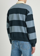 NN07 David Striped Cotton Polo Sweatshirt Navy