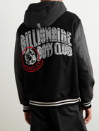 Moncler Genius - Billionare Boys Club Leather-Trimmed Logo-Appliquéd Embroidered Wool-Blend Hooded Bomber Jacket - Black
