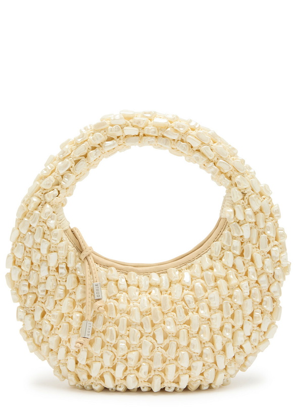 Photo: Staud Reef Bead-embellished Crochet top Handle bag - Cream - One Size
