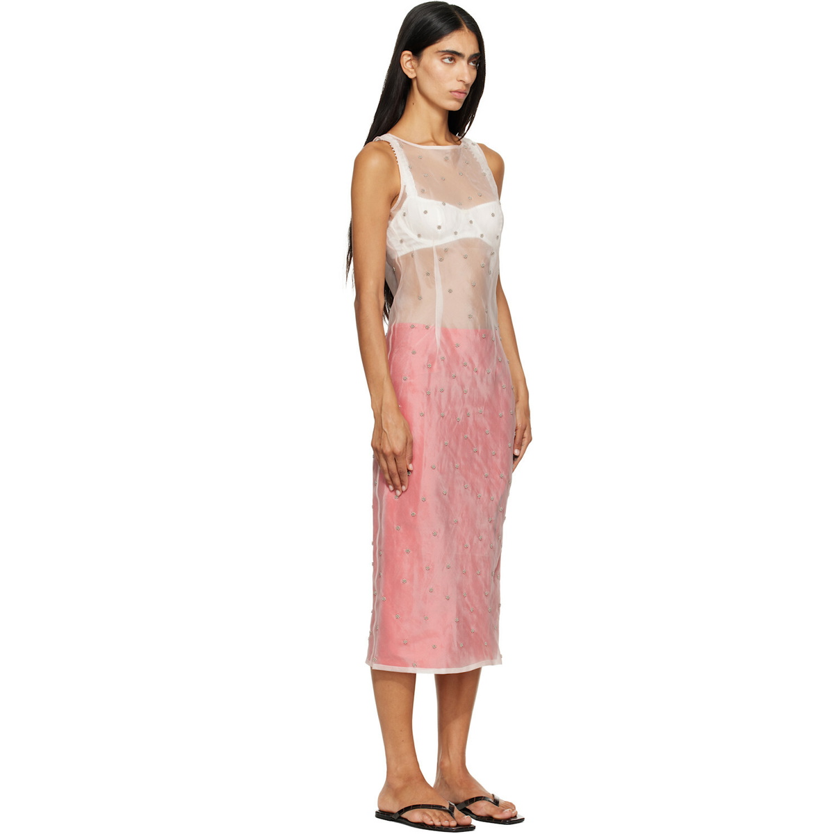 RESCHA SSENSE Exclusive Pink Dharee Transparent Midi Dress