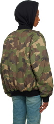 Heron Preston Green Camouflage Bomber Jacket