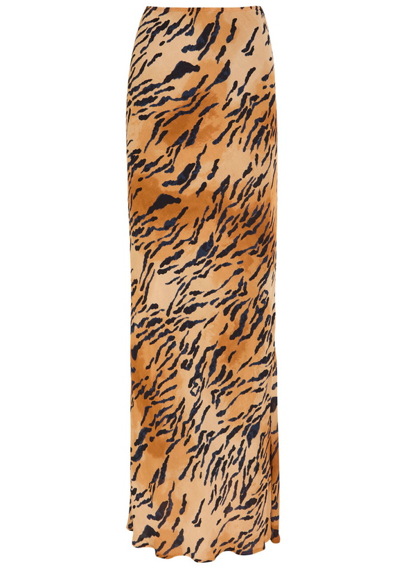 Photo: Never Fully Dressed Dorris Tiger-print Chiffon Maxi Skirt Brown