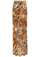 Never Fully Dressed Dorris Tiger-print Chiffon Maxi Skirt Brown