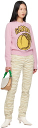 GANNI Pink Jacquard Sweater