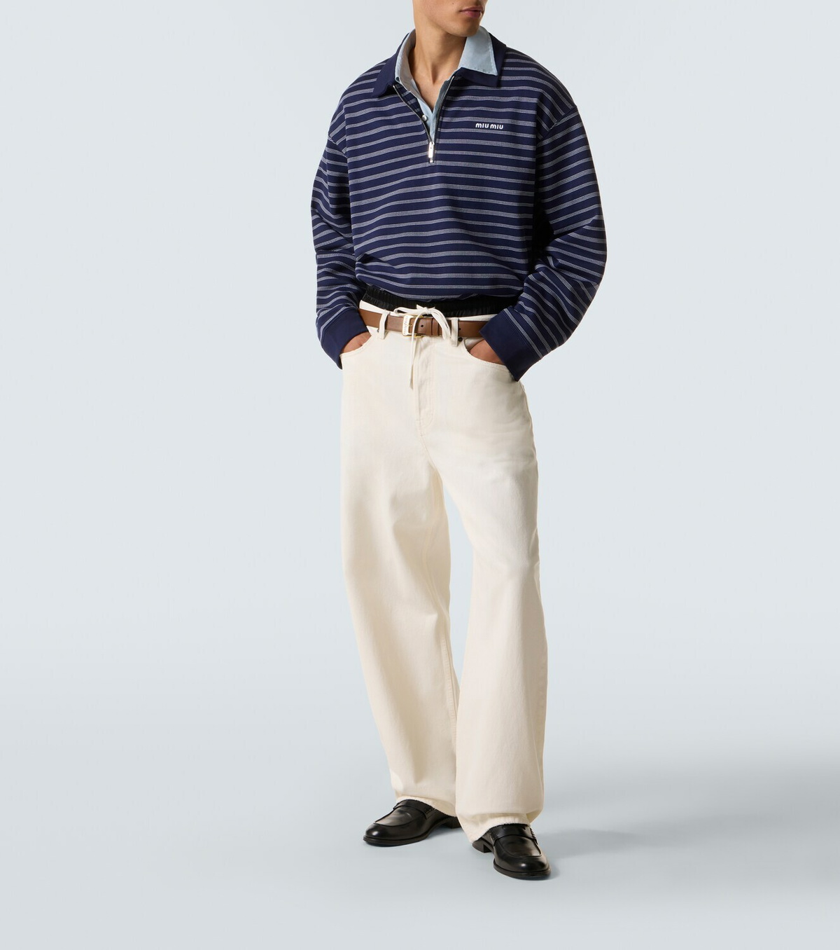 Miu Miu Striped cotton polo sweater