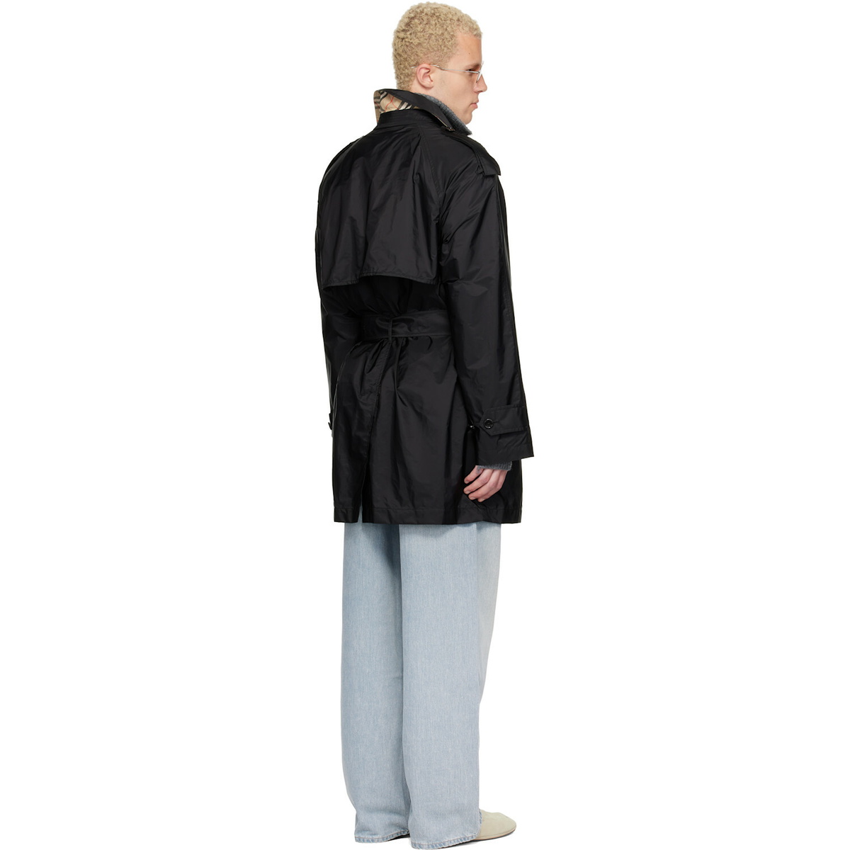 Burberry Black Mid-length Nylon Leadenham Trench Coat