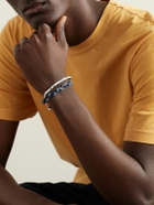 Mikia - Bandana-Print Cotton, Vintage Denim and Multi-Stone Double-Wrap Bracelet