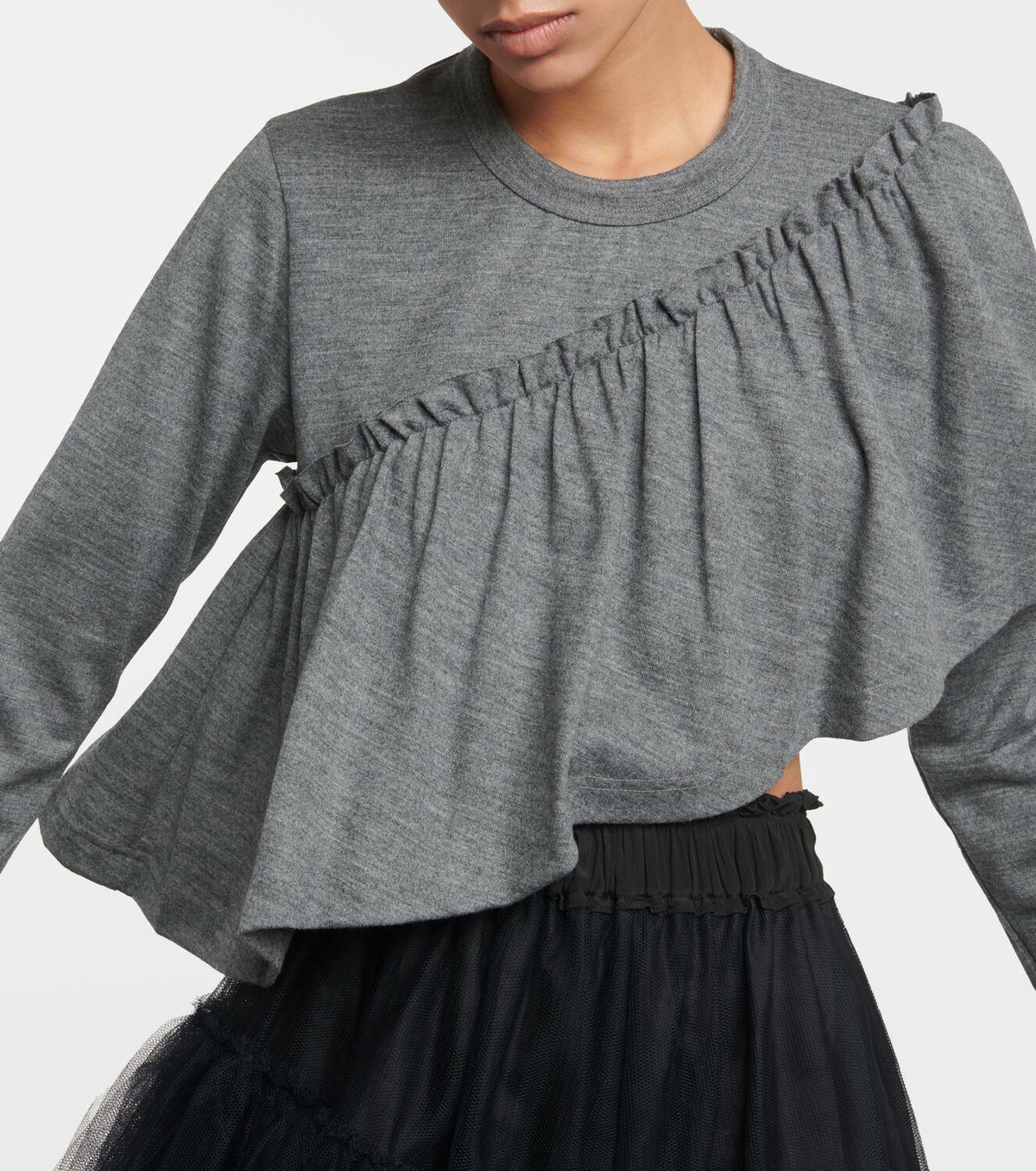 Noir Kei Ninomiya Ruffled cropped wool sweater