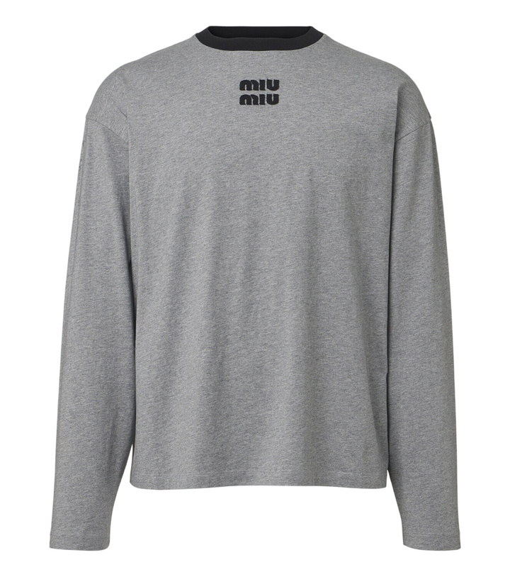 Photo: Miu Miu Embroidered logo cotton jersey T-shirt